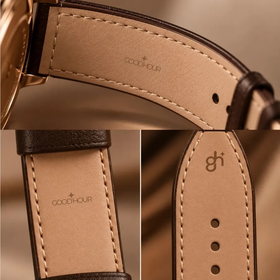 Good Hour engraved inside a strap